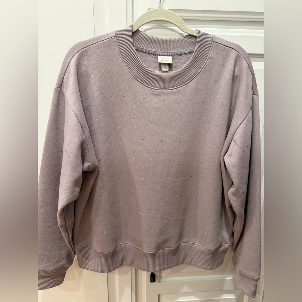 a new day Light Purple Crewneck Sweater